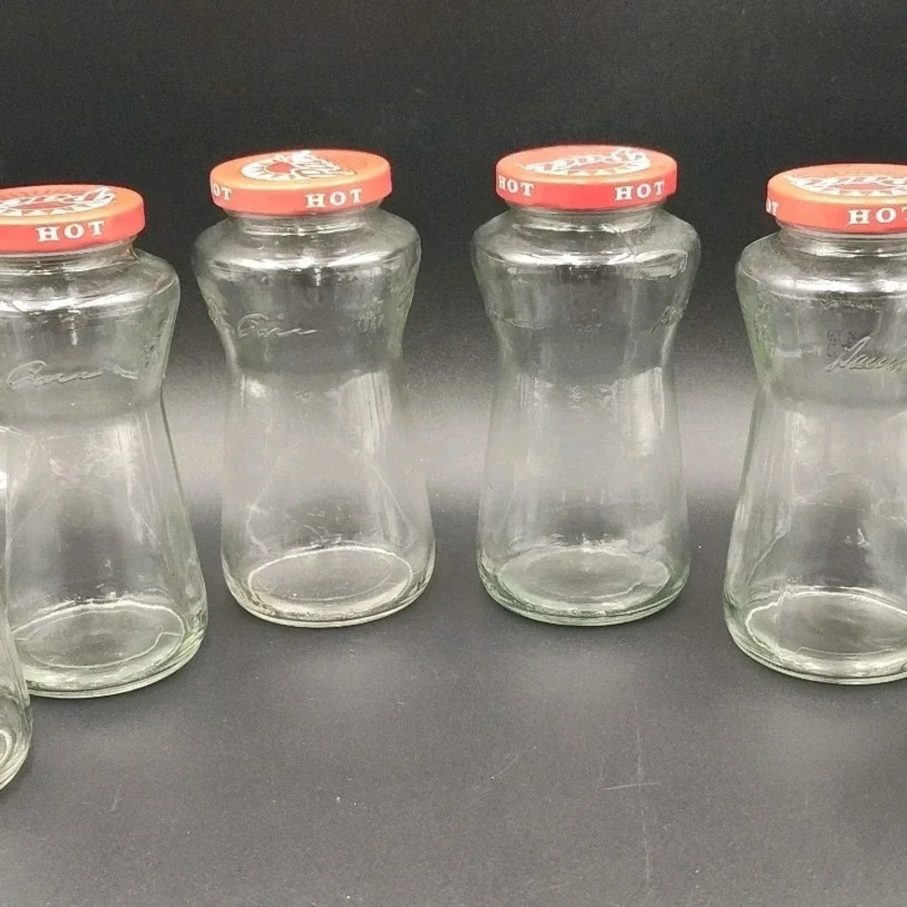 Set-6 Bottles Lids 16 Oz Jars Clean Glass‎ Caps Reusable Empty Pace Picante📏📸